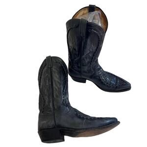 Dan Post Embroidered Lasso Riata Black Leather Cowboy Men's Boots (Shoe) Sz12